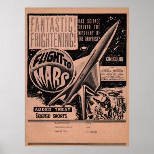 Vintage Hollywood Movie Poster Flight to Mars