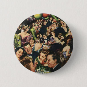 Vintage Hollywood Theme Fancy Party with Balloons 6 Cm Round Badge