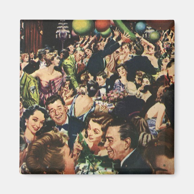 Vintage Hollywood Theme Fancy Party with Balloons Magnet (Front)