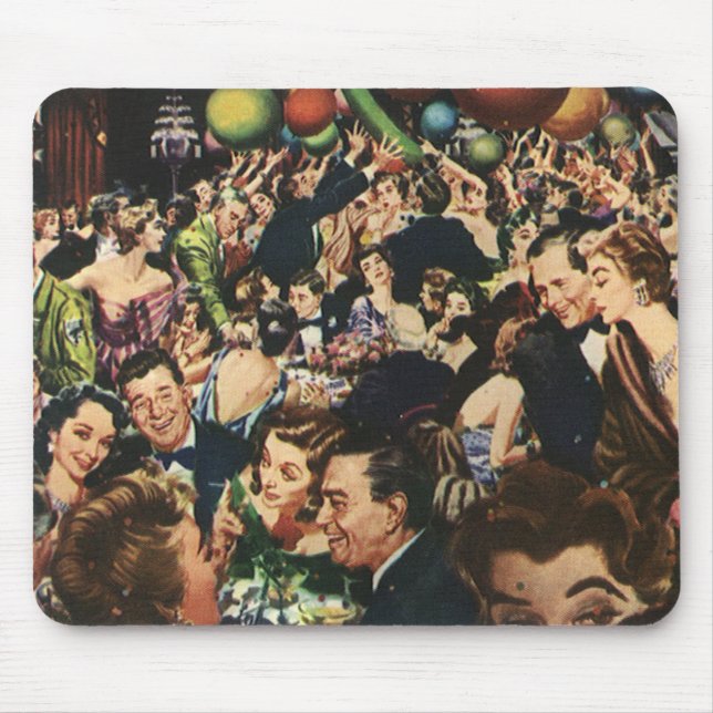 Vintage Hollywood Theme Fancy Party with Balloons Mouse Mat (Front)