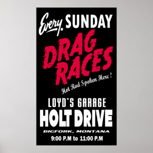 Vintage Holt Drive Drag Races sign black