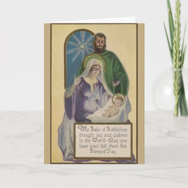 Vintage Holy Family Christmas Greeting Card (Front)