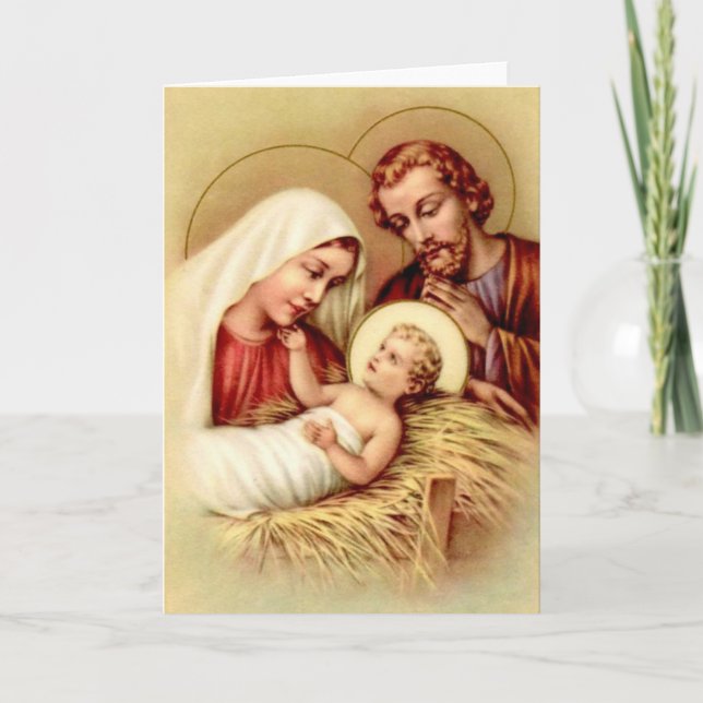 Vintage Holy Family Christmas Greeting Card (Front)