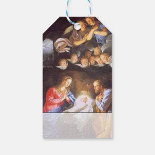 Vintage Holy Family Nativity With Angels Christmas Gift Tags