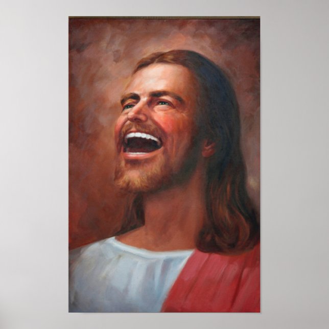 Vintage, Holy Jesus christ, portrait, laughing Poster (Front)