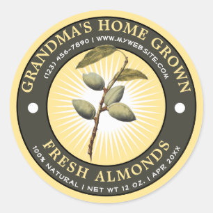 Vintage Home Grown Almonds Label Template