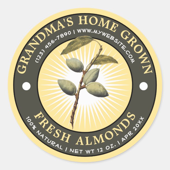 Vintage Home Grown Almonds Label Template (Front)