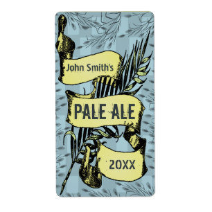 Vintage HomeBrewed Beer Label Scroll Blue