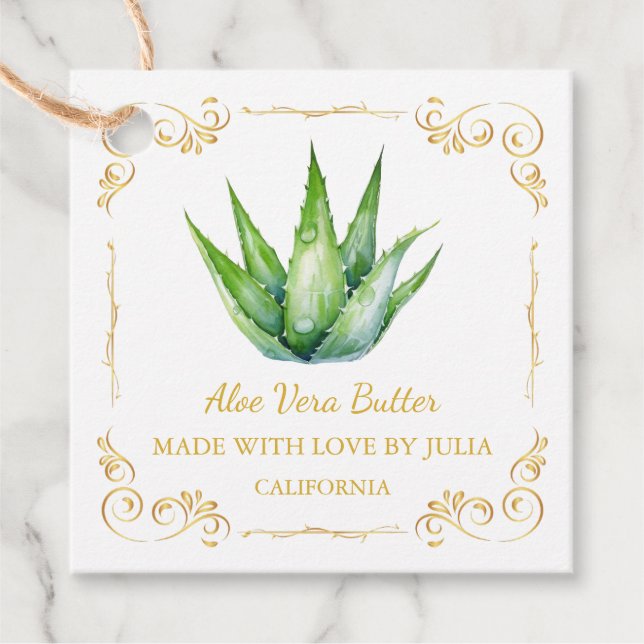 Vintage Homemade Aloe Vera Butter Square Hang Tag (Front)