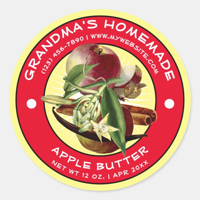 Vintage Homemade Apple Butter Label Template (Front)