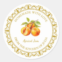 Vintage Homemade Apricot Jam Label l White