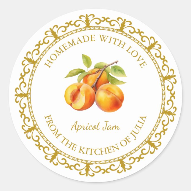 Vintage Homemade Apricot Jam Label l White (Front)