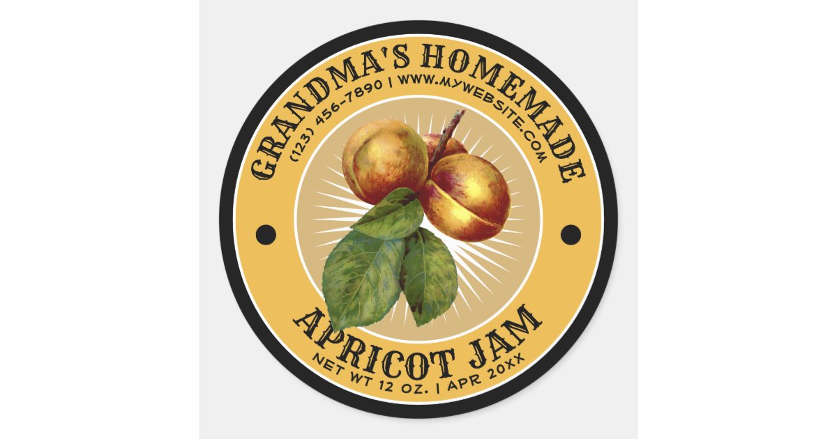Vintage Homemade Apricot Jam Label Template | Zazzle.co.uk