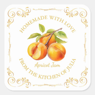 Vintage Homemade Apricot Jam Square Label