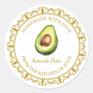 Vintage Homemade Avocado Pesto Label l White