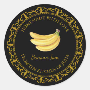Vintage Homemade Banana Jam Label l Black