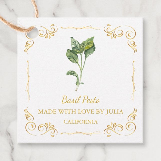 Vintage Homemade Basil Pesto Square Hang Tag (Front)