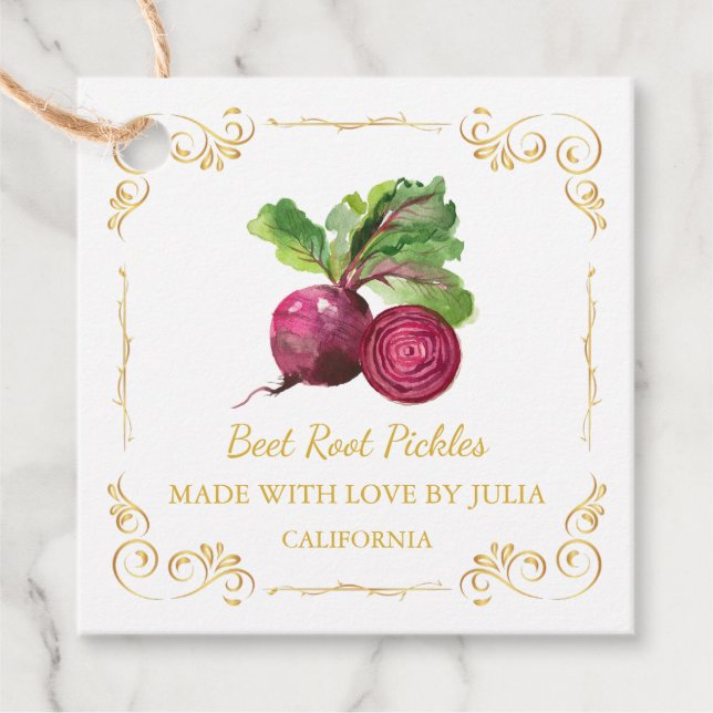 Vintage Homemade Beet Root Pickle Square Hang Tag (Front)
