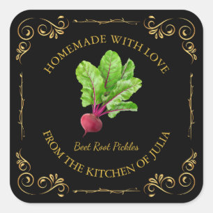 Vintage Homemade Beet Root Pickle Square Label