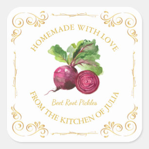 Vintage Homemade Beet Root Pickle Square Label