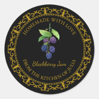 Vintage Homemade Blackberry Jam Label l Black