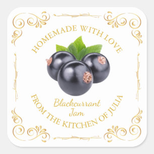 Vintage Homemade Blackcurrant Jam Square Label