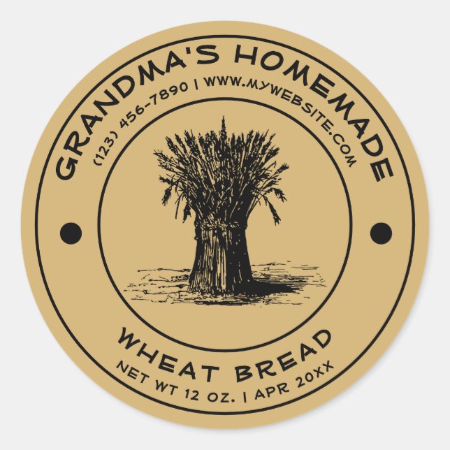 Vintage Homemade Bread Label Template (Front)