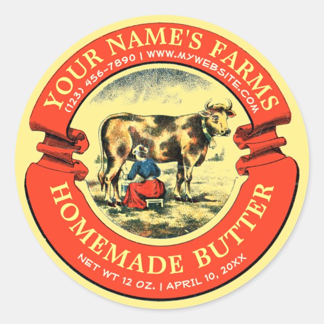 Vintage Homemade Butter Banner Label Template (Front)