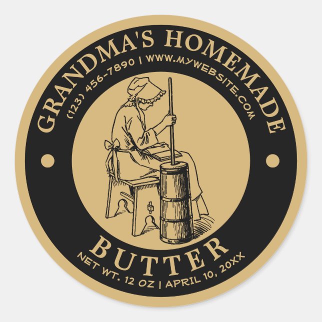 Vintage Homemade Butter Label Template (Front)