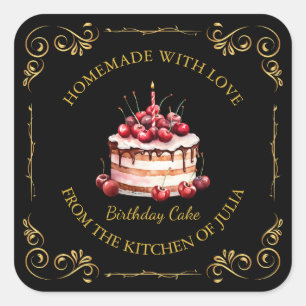 Vintage Homemade Cake Square Label