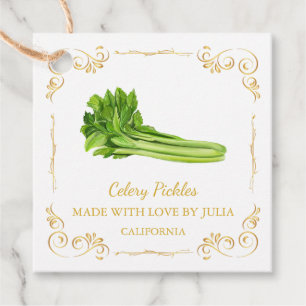 Vintage Homemade Celery Pickle Square Hang Tag