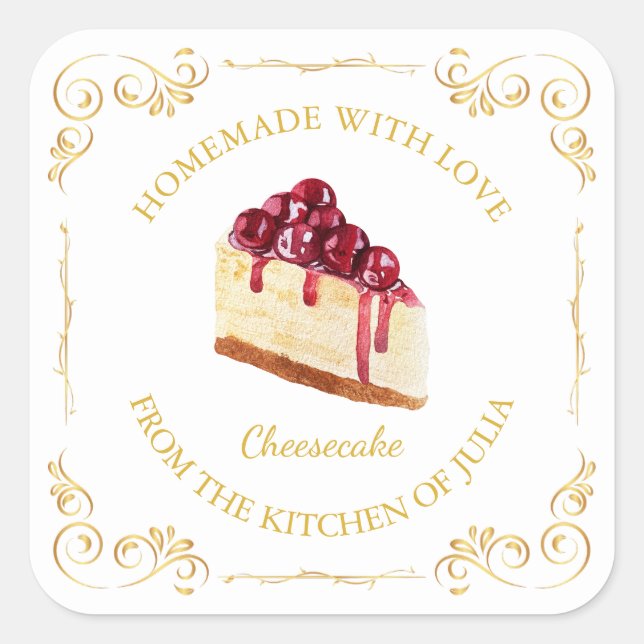 Vintage Homemade Cheesecake Square Label (Front)