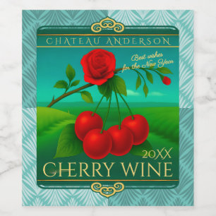 Vintage homemade cherry cordial shrub vinegar  wine label