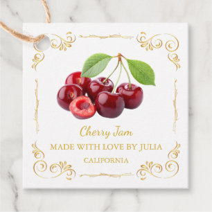 Vintage Homemade Cherry Jam Square Hang Tag