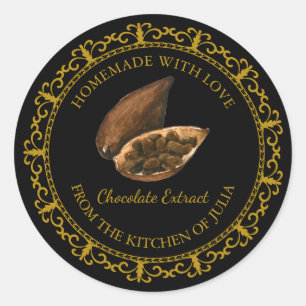 Vintage Homemade Chocolate Extract Label l Black