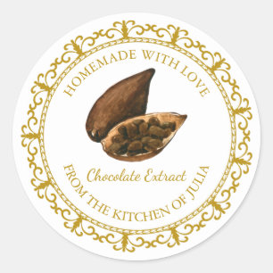 Vintage Homemade Chocolate Extract Label l White