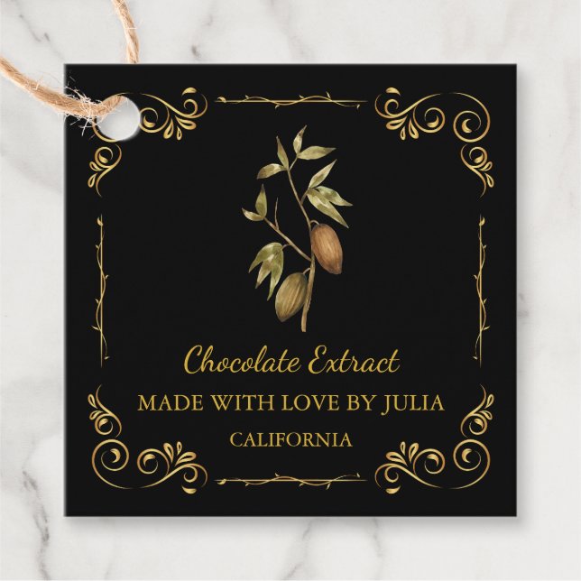 Vintage Homemade Chocolate Extract Square Hang Tag (Front)