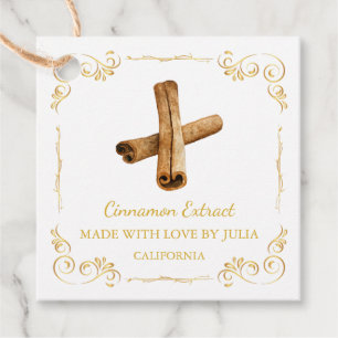 Vintage Homemade Cinnamon Extract Square Hang Tag