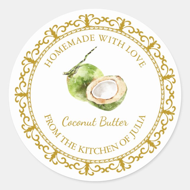 Vintage Homemade Coconut Butter Label l White (Front)