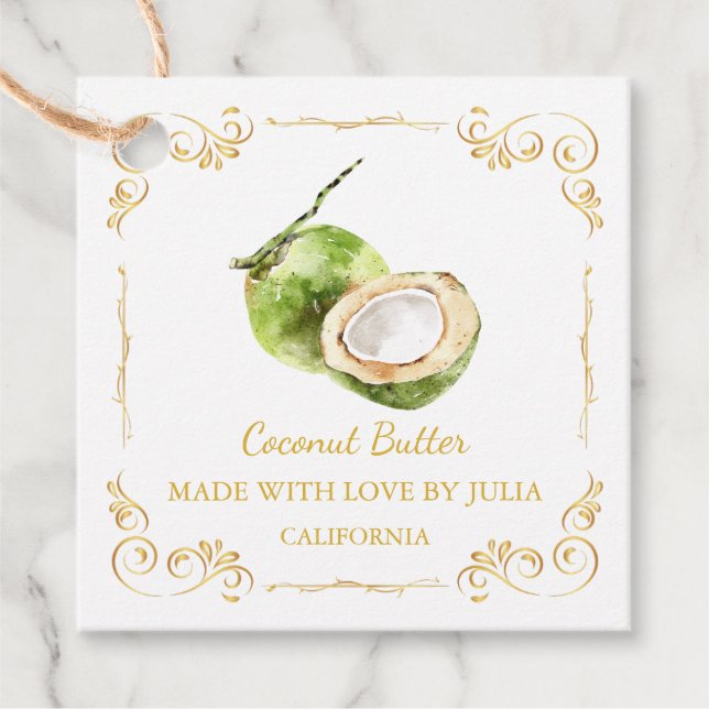 Vintage Homemade Coconut Butter Square Hang Tag (Front)