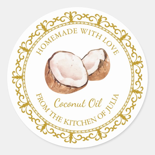 Vintage Homemade Coconut Oil Label l White (Front)