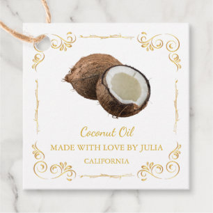 Vintage Homemade Coconut Oil Square Hang Tag