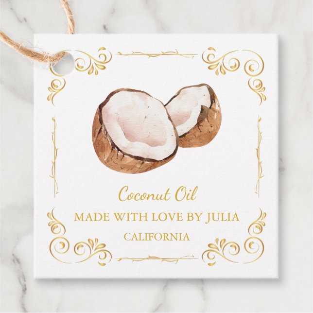 Vintage Homemade Coconut Oil Square Hang Tag (Front)