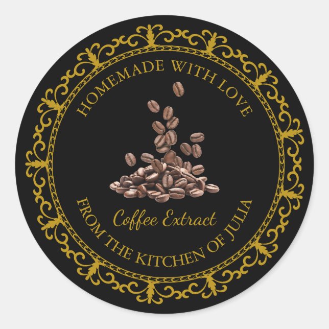 Vintage Homemade Coffee Extract Label l Black (Front)