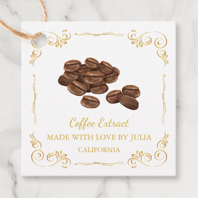 Vintage Homemade Coffee Extract Square Hang Tag (Front)