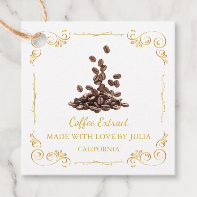 Vintage Homemade Coffee Extract Square Hang Tag (Front)