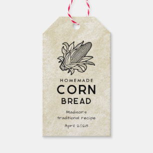 Vintage homemade corn bread with cob icon gift tags