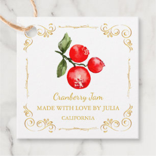 Vintage Homemade Cranberry Jam Square Hang Tag