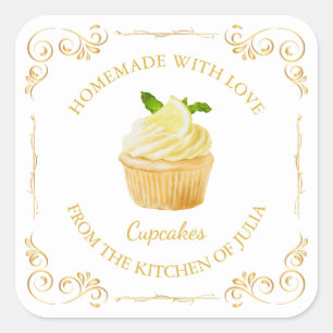 Vintage Homemade Cupcake Square Label