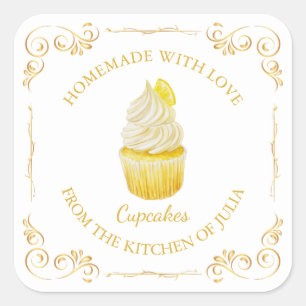Vintage Homemade Cupcake Square Label